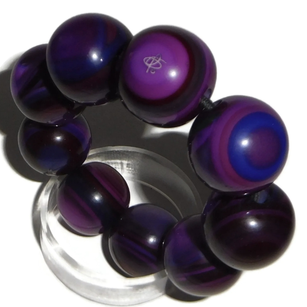 NOS SOBRAL PURPLE MARBLED LUCITE STRETCH BRACELET